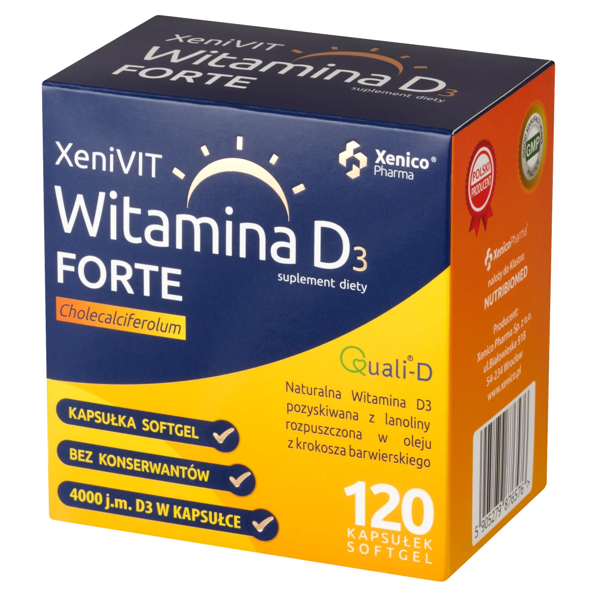 XeniVIT Witamina D3 4000 IU, 120 kapsułek