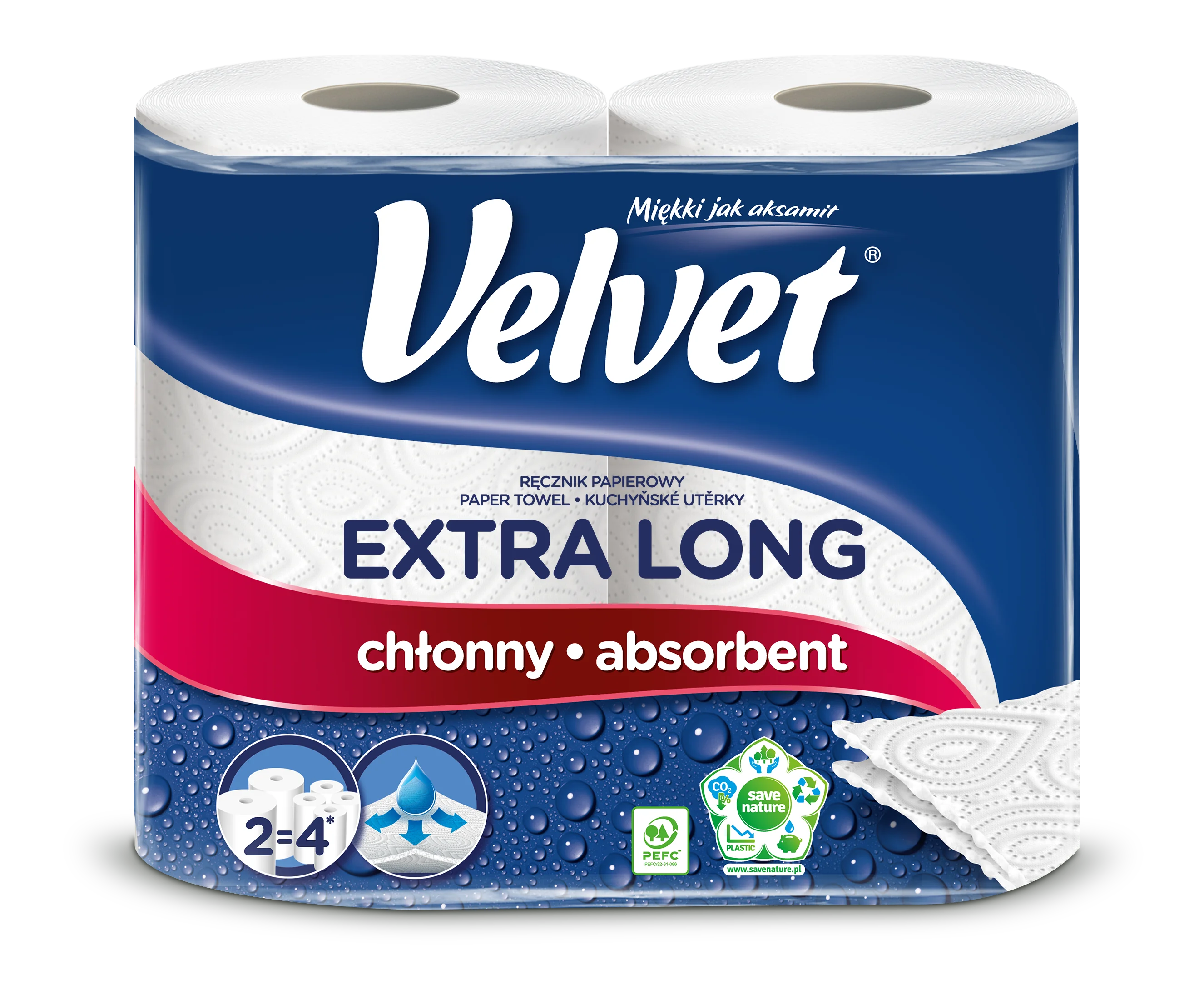 Velvet Extra Long ręcznik papierowy, 2 szt.