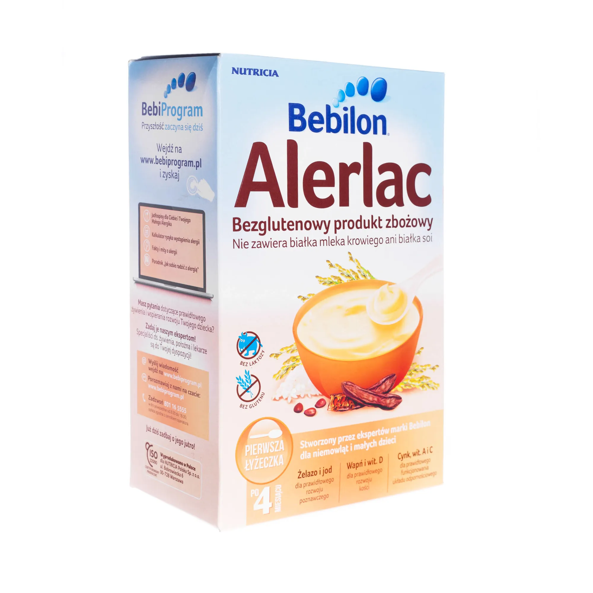 Bebilon Alerlac, bezglutenowy produkt zbożowy nie zawierający białka mleka krowiego ani białka soi, 400 g