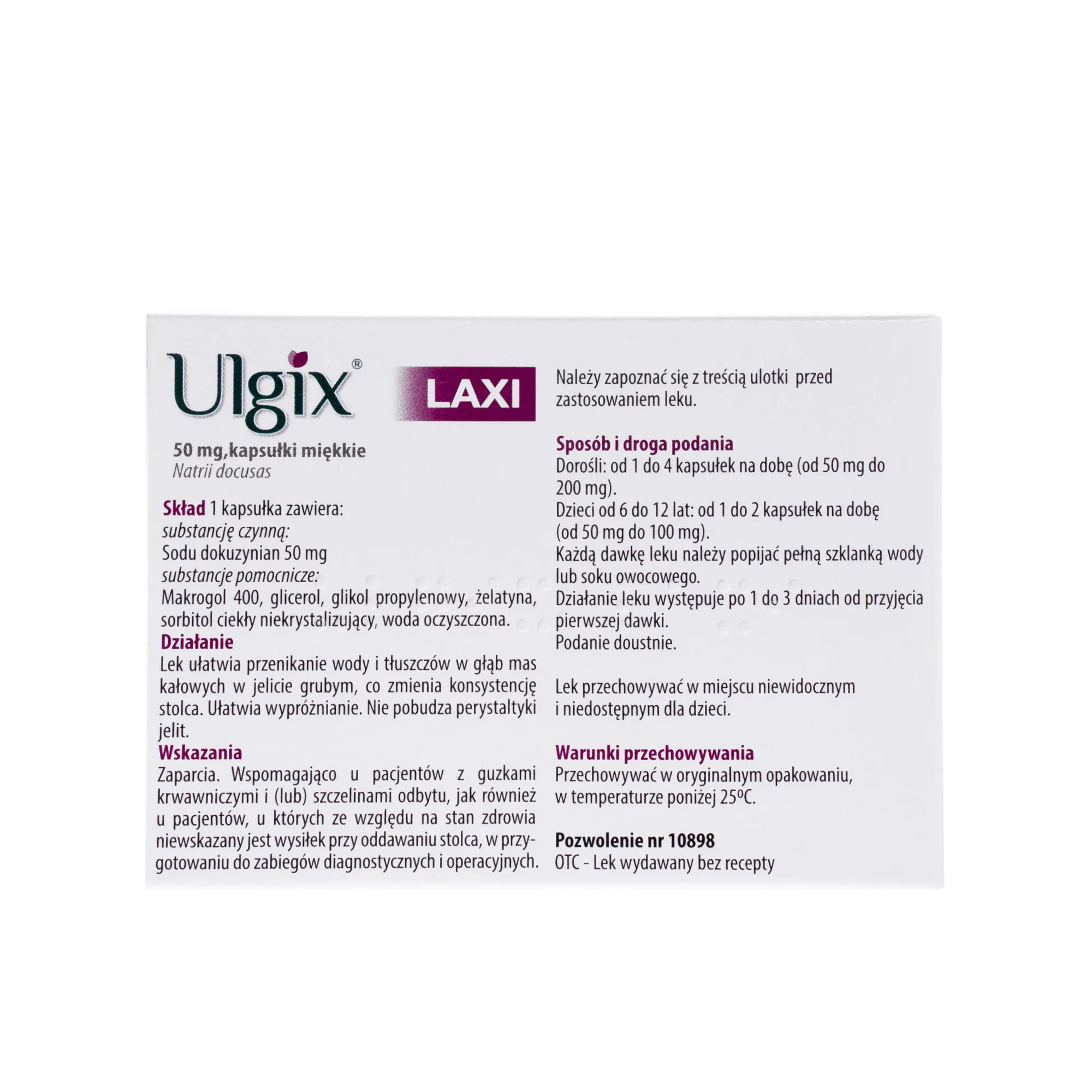 Ulgix Laxi, 50 mg, 30 kapsułek miękkich 
