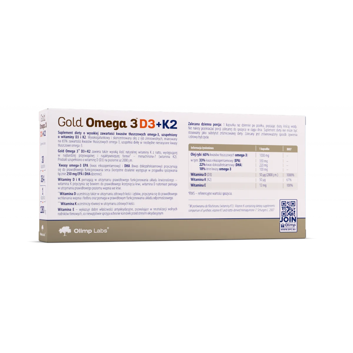 Olimp Gold Omega 3 D3+K2 suplement diety, 30 kapsułek miękkich