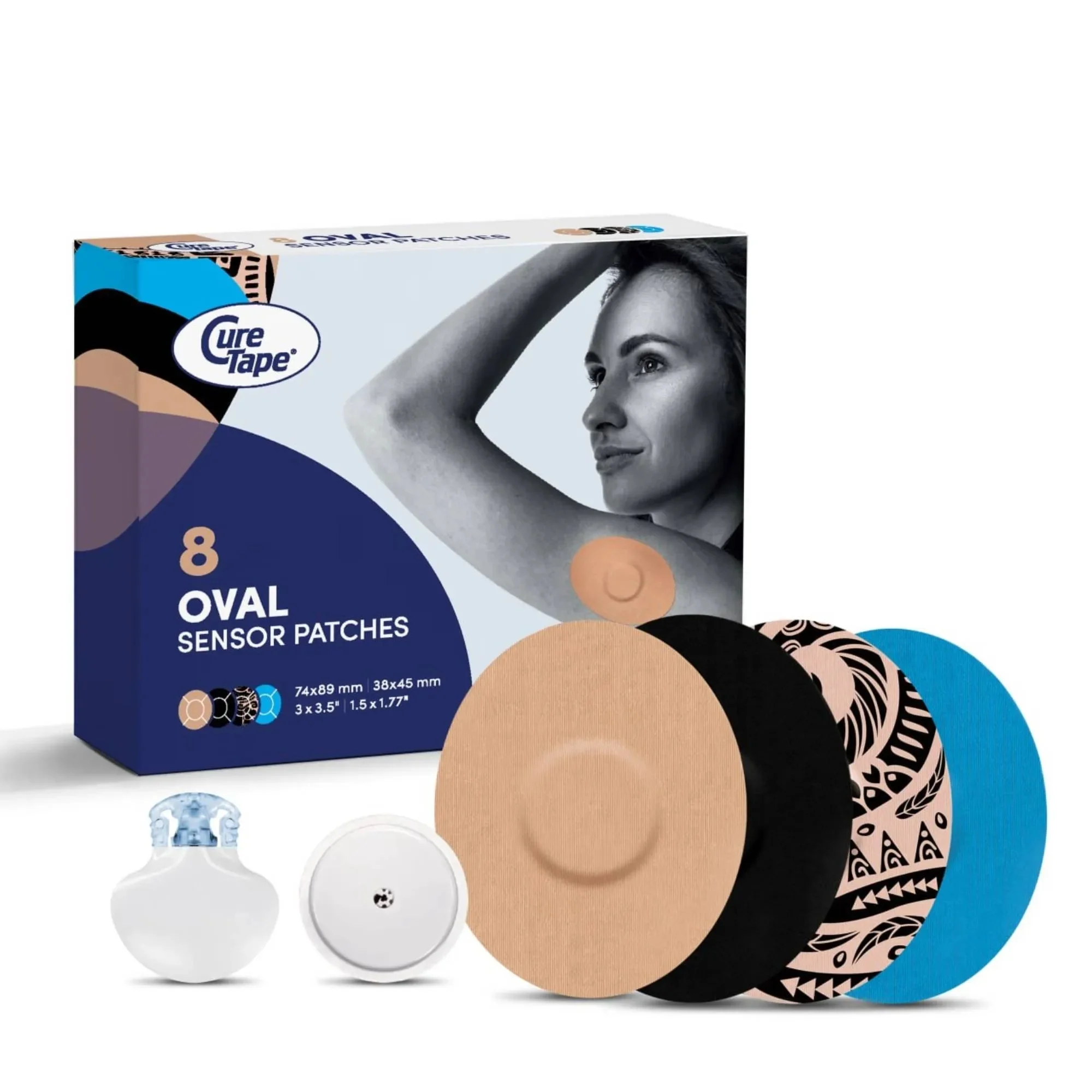 CureTape plastry ochronne na sensor CGM mix wzorów, 8 sztuk