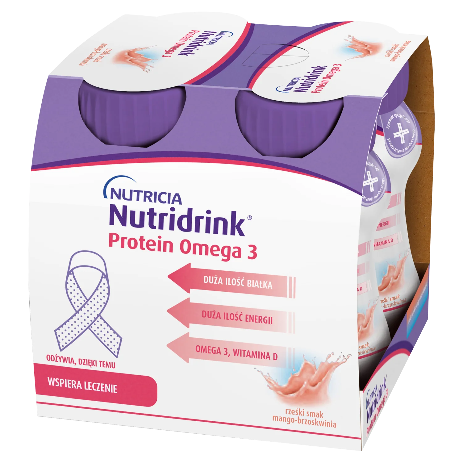 Nutridrink Protein Omega 3 o rześkim smaku mango-brzoskwinia, 4x125 ml