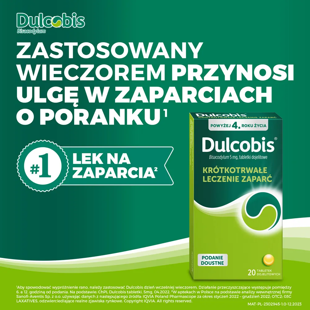 Dulcobis, 5 mg, 20 tabletek dojelitowych 