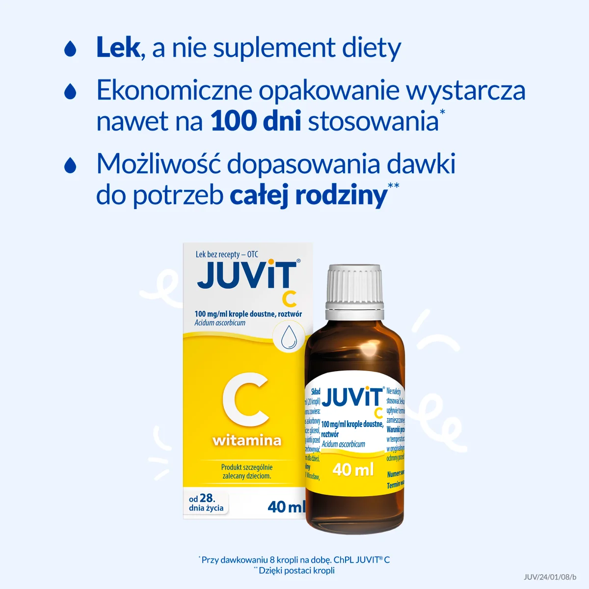 Juvit C 100 mg/g, krople z witaminą C, 40 ml