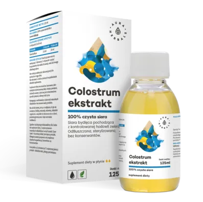Aura Herbals, Colostrum Extrakt 100%, suplement diety, czysta siara bydlęca, 125 ml