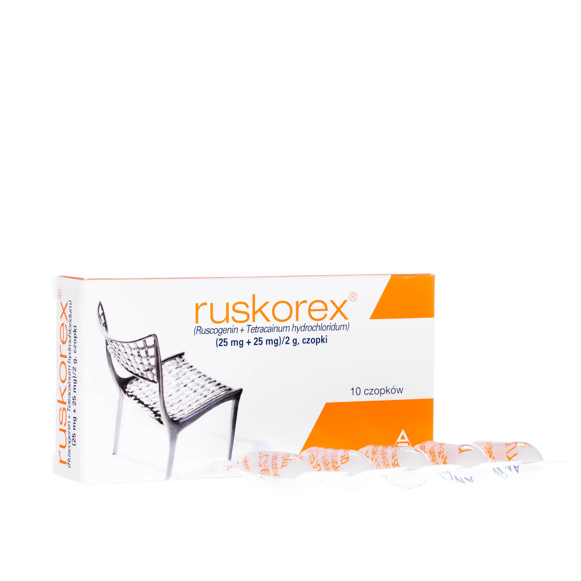 Ruskorex - lek w postaci czopków w objawach bólu i świądu, 10 szt. 