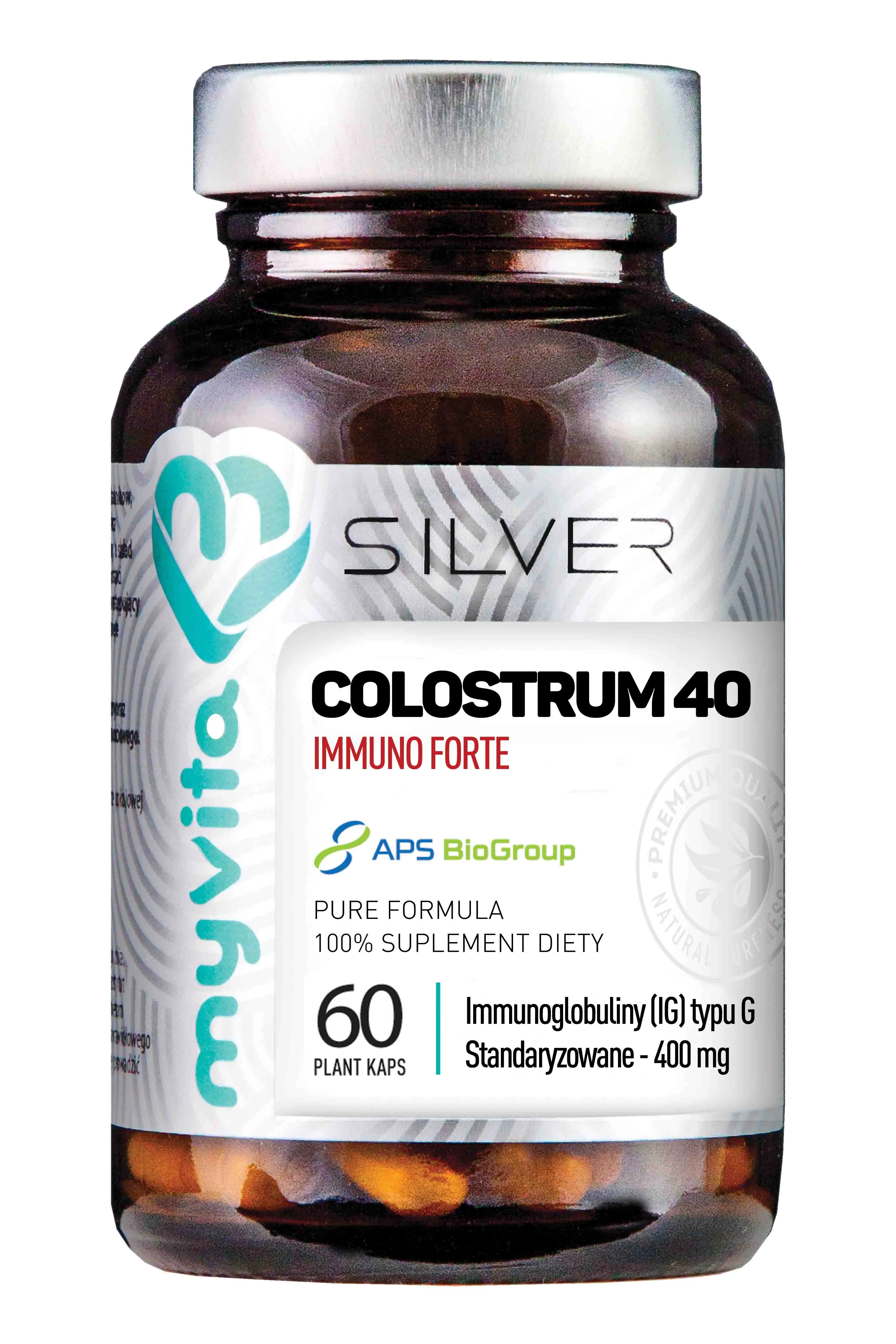 MyVita Silver, Colostrum 40 Immuno Forte, suplement diety, 60 kapsułek