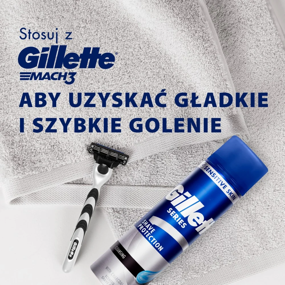 Gillette Mach3 Charcoal Zestaw męska maszynka do golenia z 3 ostrzami + 2 wkłady wymienne + żel do golenia, 200 ml + skarpetki
