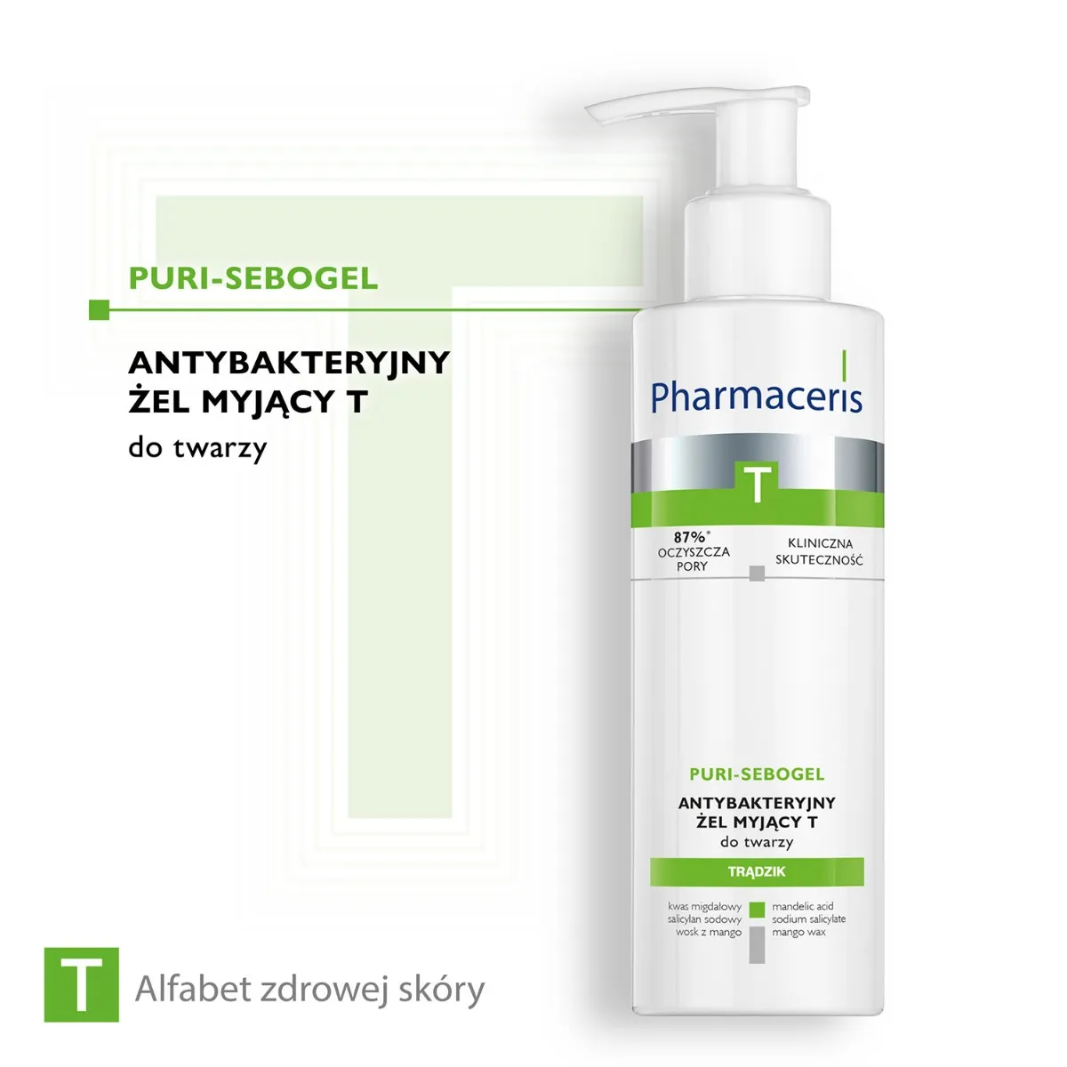 Pharmaceris T Puri-Sebogel, antybakteryjny żel myjący do twarzy, 190 ml 