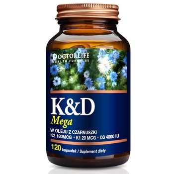 Doctor Life K&D Mega w oleju z czarnuszki, suplememt diety, 120 kapsułek 