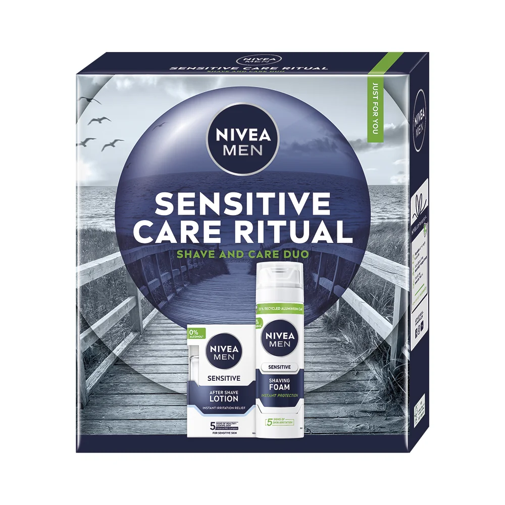 Nivea Men Sensitive Care Ritual Zestaw pianka do golenia, 200 ml + woda po goleniu, 100 ml
