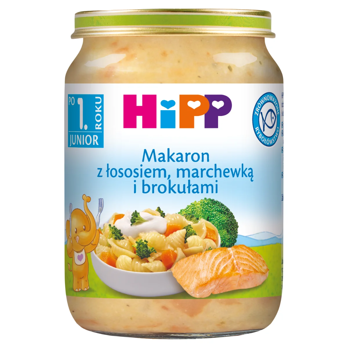 HiPP Makaron z łososiem, marchewką i brokułami, po 12. m-cu, 250 g