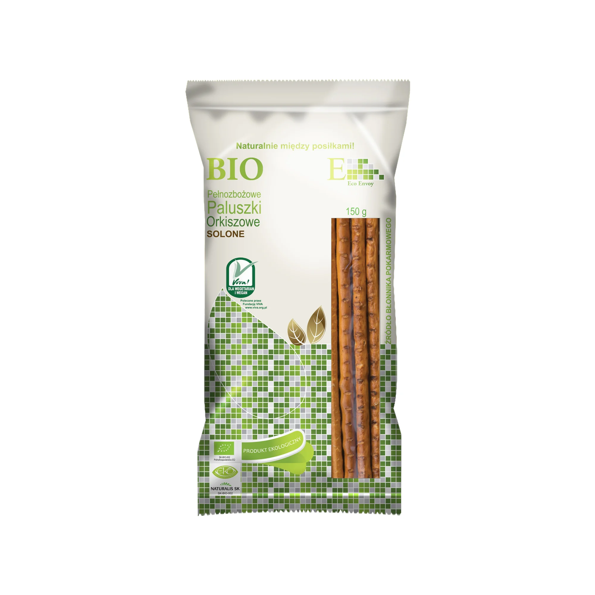 Envoy BIO pełnozbożowe paluszki orkiszowe solone, 150 g