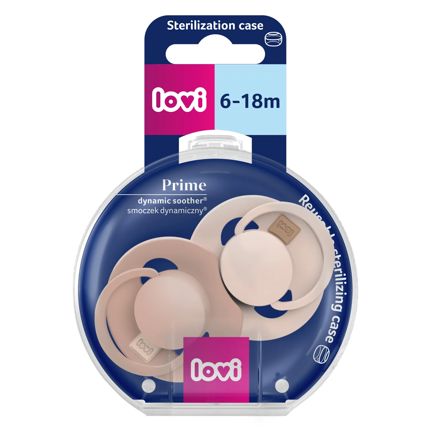 Lovi Prime smoczek silikonowy dynamiczny Nude/Blush, 6-18 m, 2 szt.