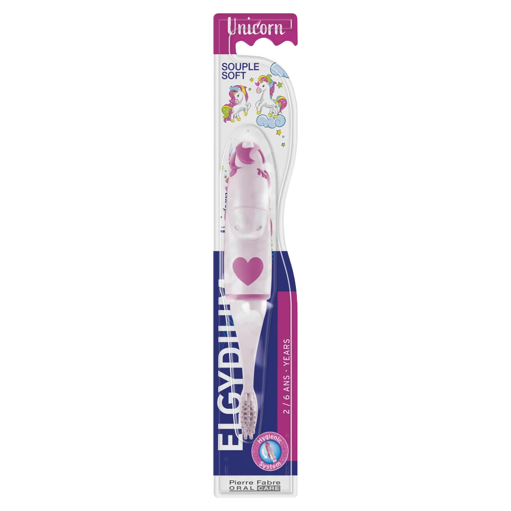 Elgydium Unicorn szczoteczka do zębów dla dzieci 2-6 lat, 1 sztuka