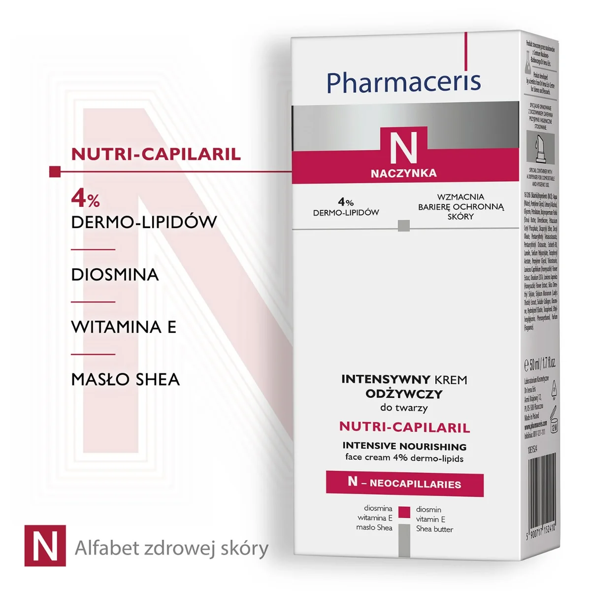 Pharmaceris N Nutri-Capilaril intensywny krem odżywczy do twarzy, 50 ml