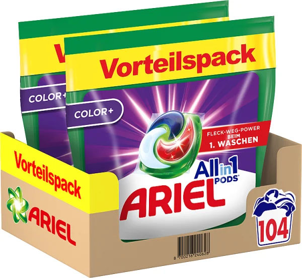 Ariels Color+ kapsułki z płynem do prania, 104 sztuki