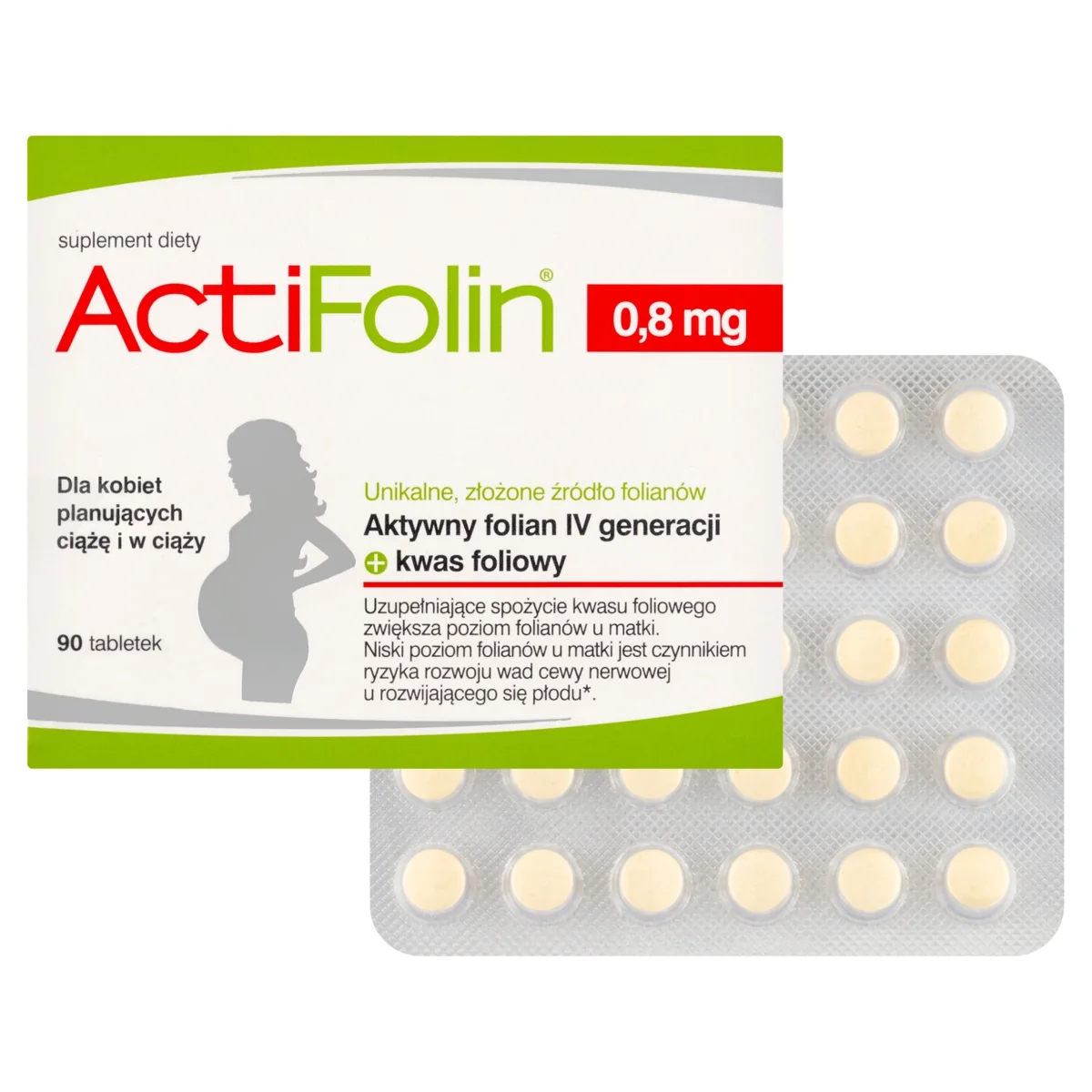 ActiFolin 0,8 mg, suplement diety, 90 tabletek