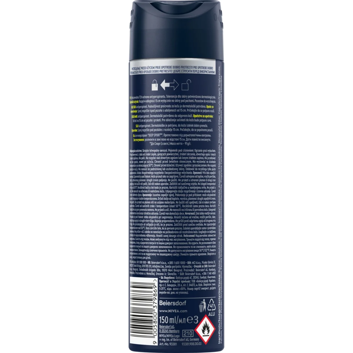Nivea Men Deep Sport antyperspirant w sprayu, 150 ml