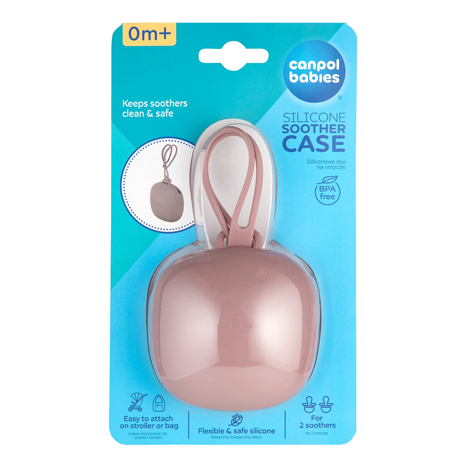 Canpol Babies silikonowe etui na smoczki pink, 1 sztuka