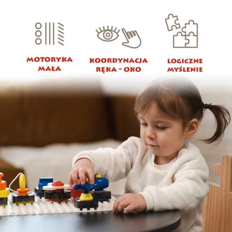 Top Bright Tablica manipulacyjna z kostką i doczepianymi elementami 12 m+