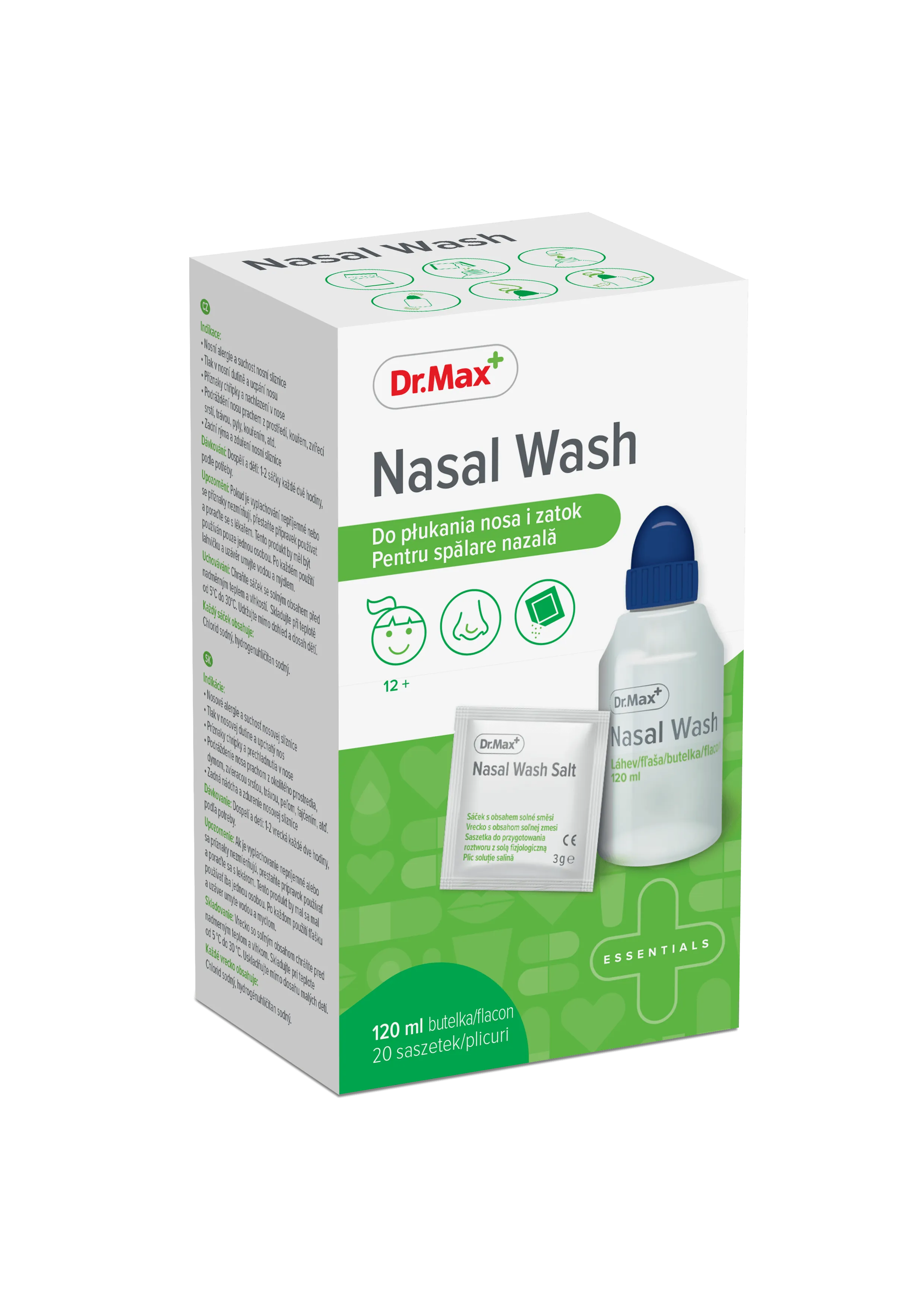 Nasal Wash Dr.Max, zestaw do płukania zatok i nosa, 1 butelka + 20 saszetek