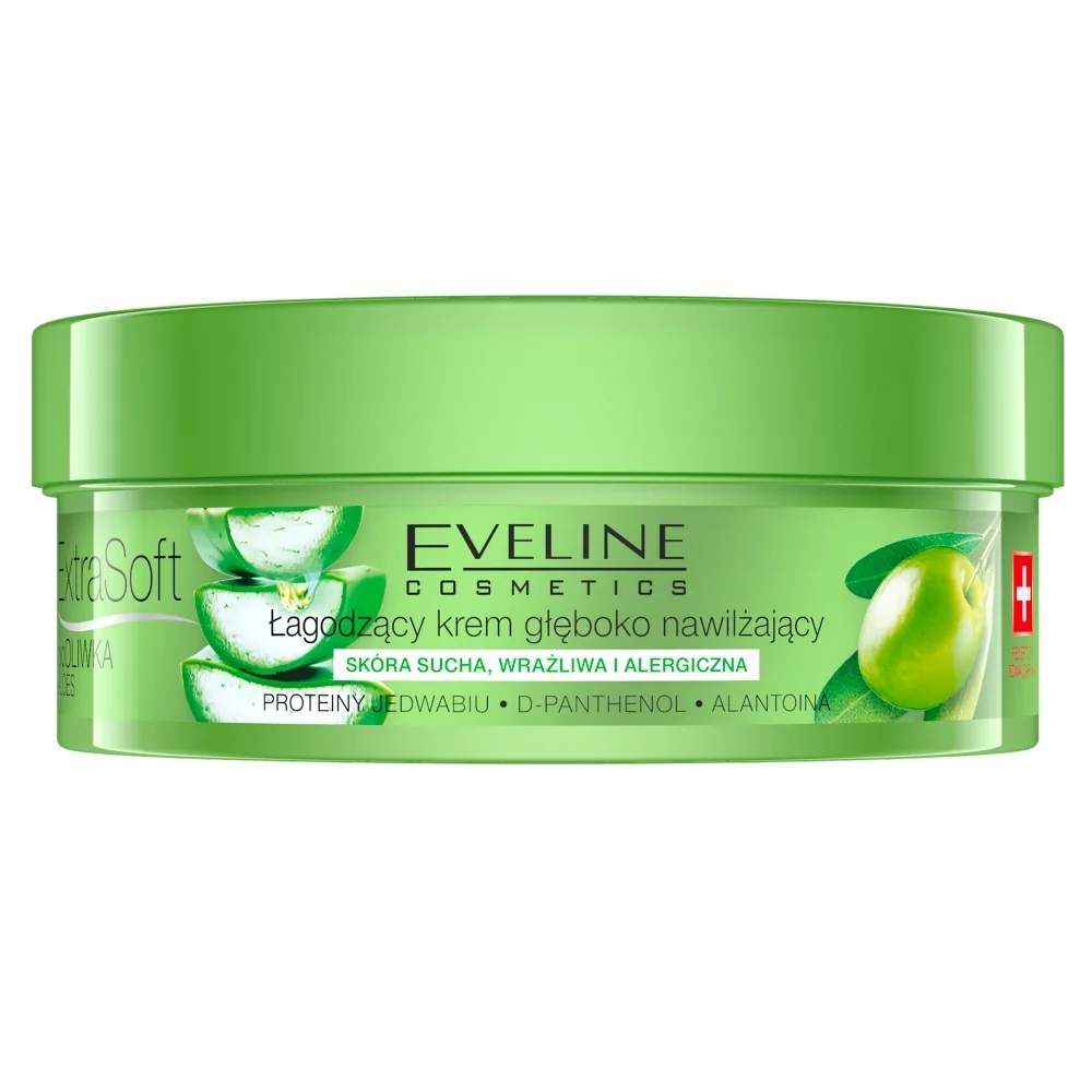 Eveline Cosmetics Extra Soft Bio Oliwka Aloes łagodzący krem do twarzy i ciała, 200 ml