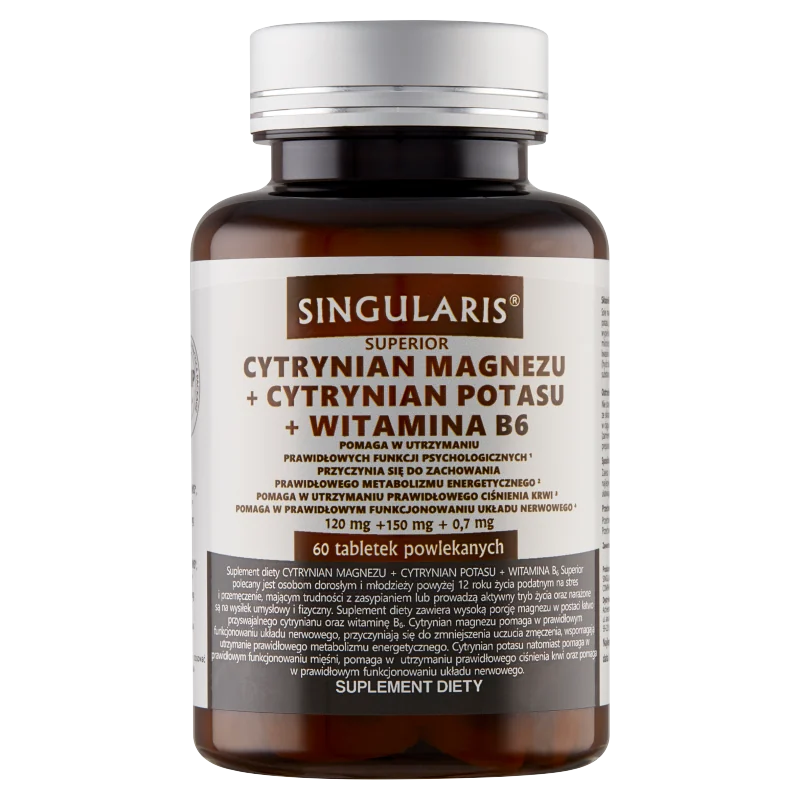 Singularis Superior cytrynian magnezu + cytrynian potasu + witamina B6, 60 kapsułek