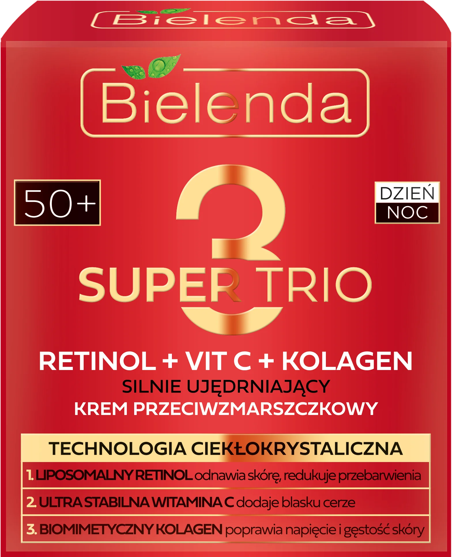 Bielenda Super Trio silnie ujędrniający krem przeciwzmarszczkowy na dzień i na noc 50+, 50 ml
