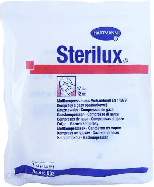 Sterilux ES kompresy z gazy jałowej 17-nitkowe, 12 warstw, 5 x 5 cm, 3 szt.