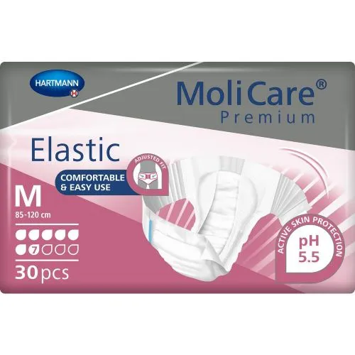 MoliCare Premium Elastic 7 kropli, pieluchomajtki, rozmiar M, 30 sztuk