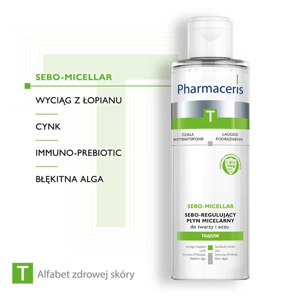 Pharmaceris T Sebo-Micellar antybakteryjny płyn micelarny do oczyszczania i demakijażu, 200 ml