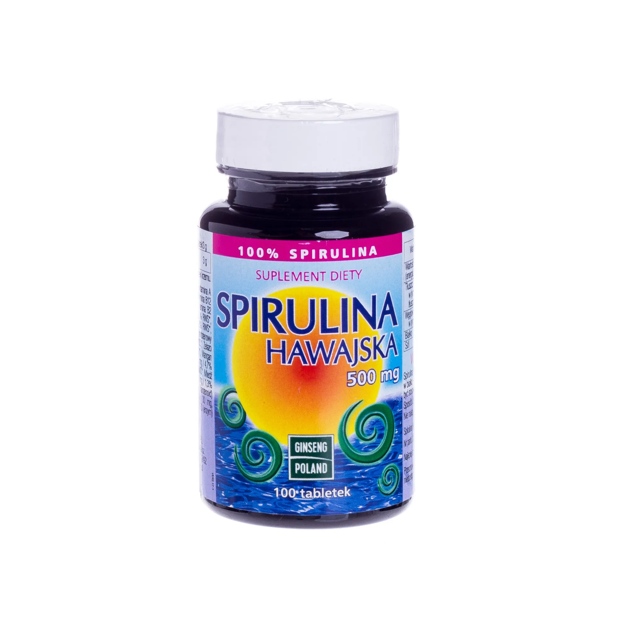 Spirulina Hawajska, 500 mg, suplement diety, 100 tabletek