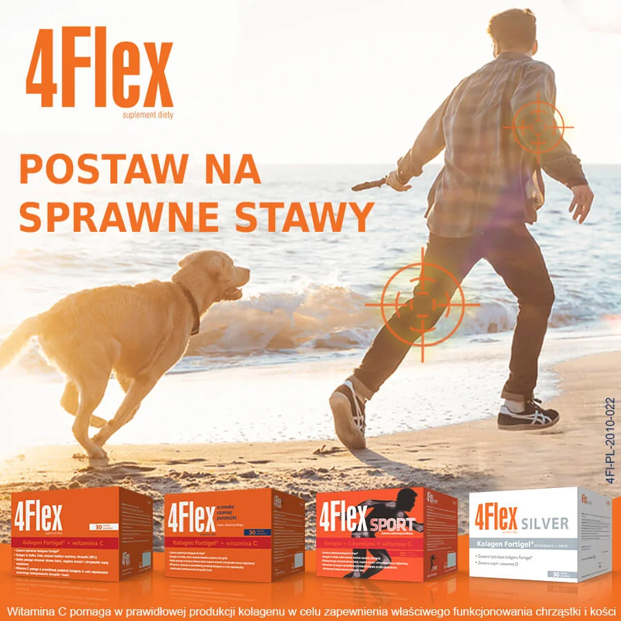 4Flex, suplement diety, smak czarnej porzeczki, 30 saszetek z proszkiem 