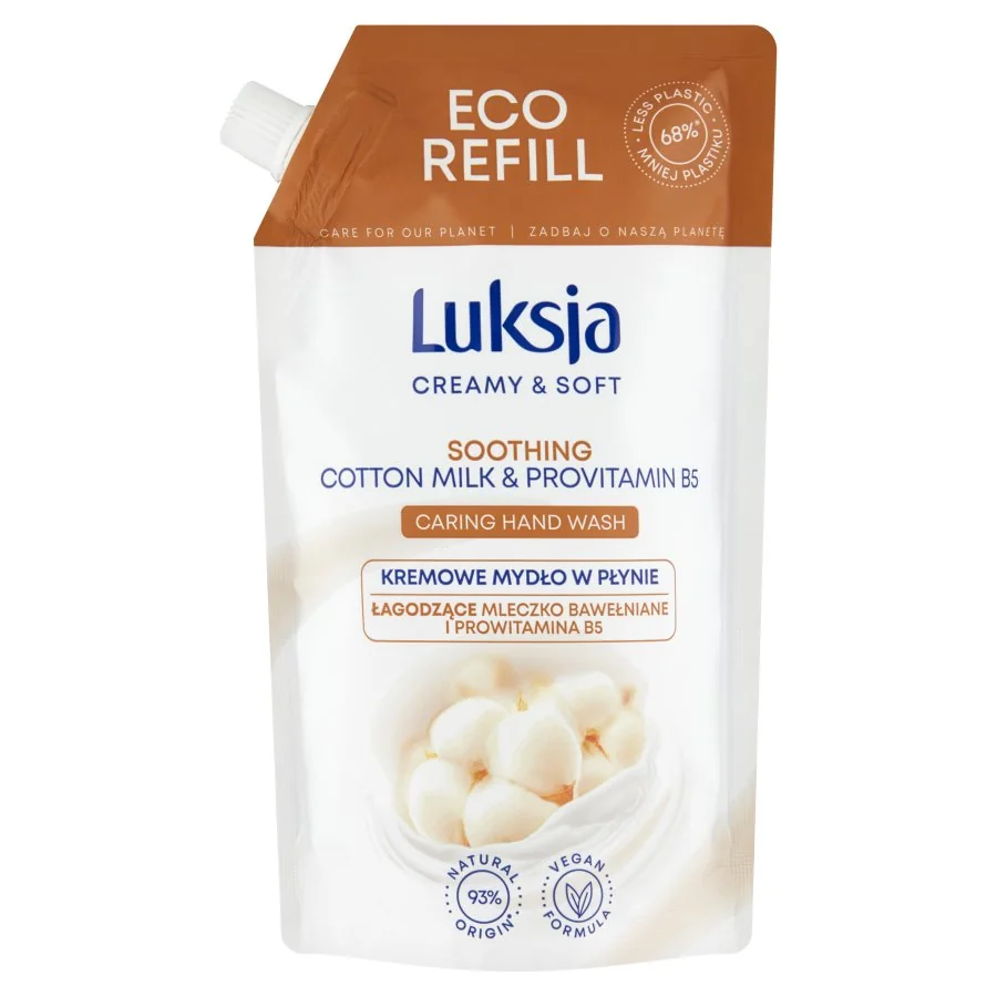 Luksja Creamy & Soft kremowe mydło w płynie Mleczko bawełniane i Prowitamina B5, 400 ml