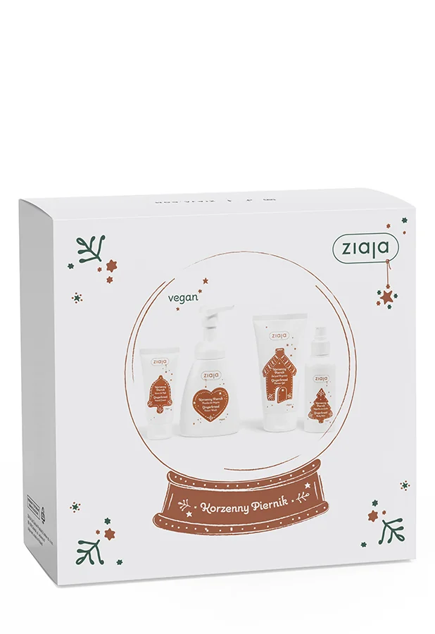 Ziaja Korzenny Piernik Zestaw pianka do mycia, 250 ml + mgiełka do ciała, 100 ml + żel pod prysznic, 160 ml + krem do rąk, 50 ml
