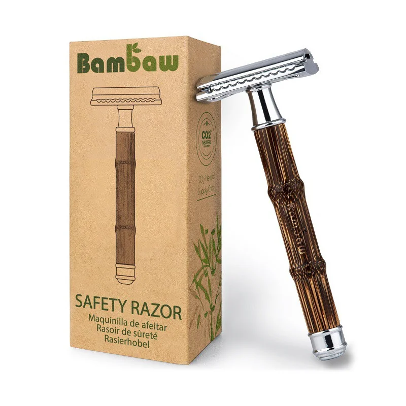 Bambaw wielorazowa maszynka do golenia z bambusowym uchwytem Slim Silver, 1 szt.