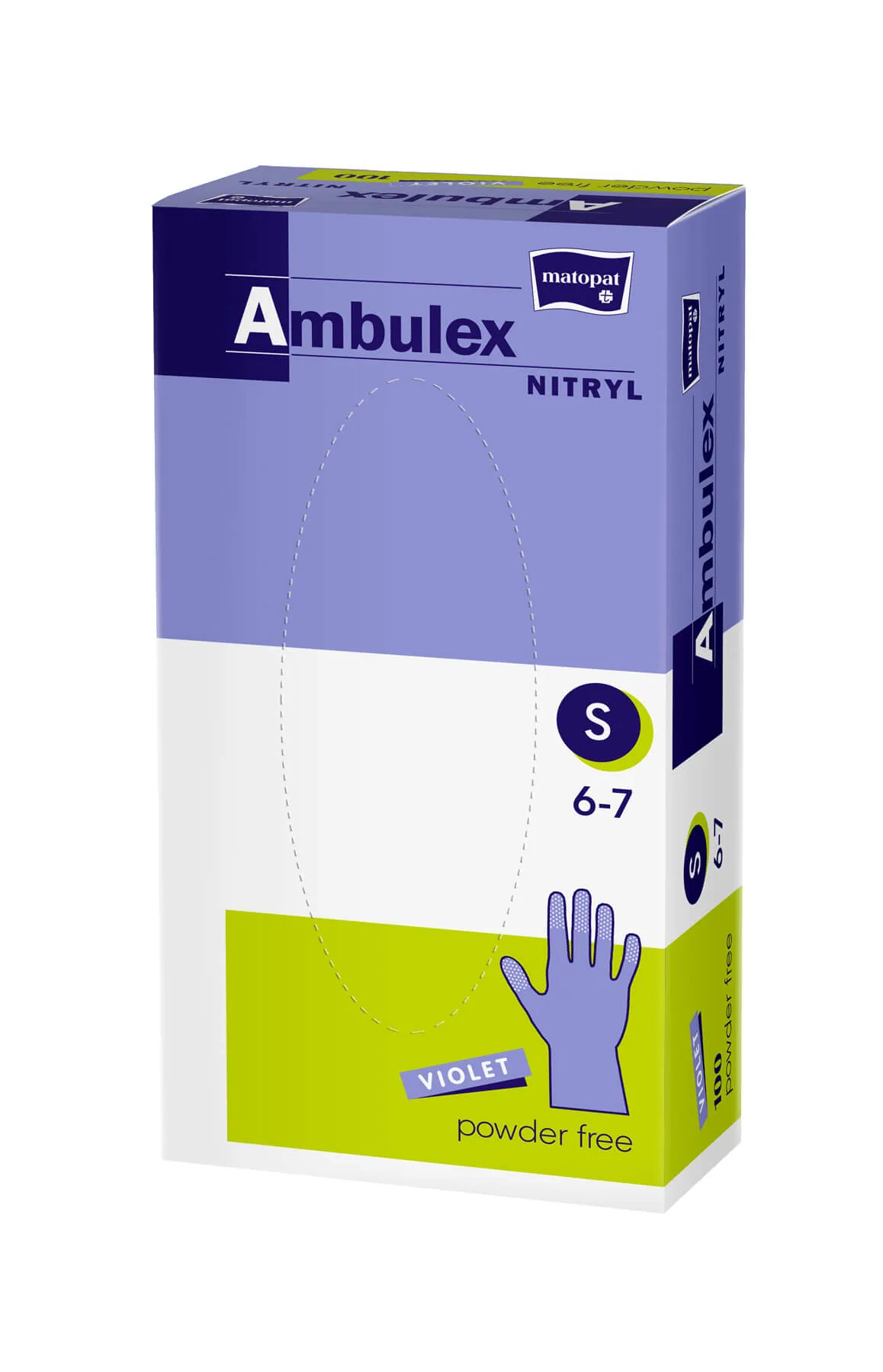 Ambulex Nitryl, rękawice zabiegowe bezpudrowe, niejałowe, rozmiar S, fioletowe, 100 sztuk