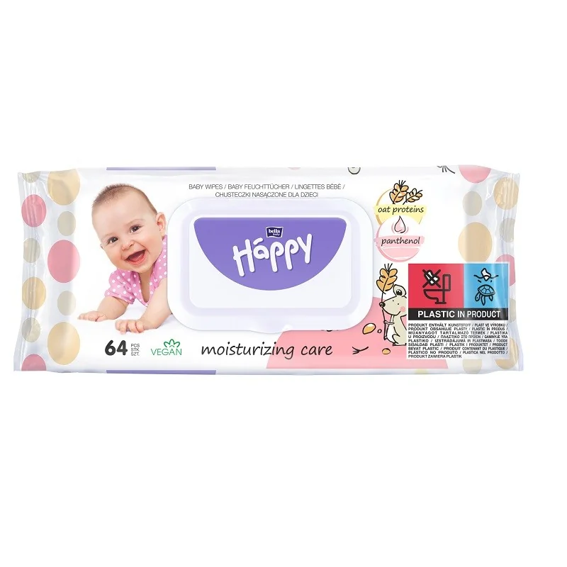 Bella Baby Happy chusteczki nawilżane proteiny pwsa i pantenol, 64 szt.