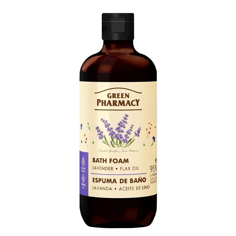 Green Pharmacy pianka do kąpieli Lawenda i Olej lniany, 500 ml