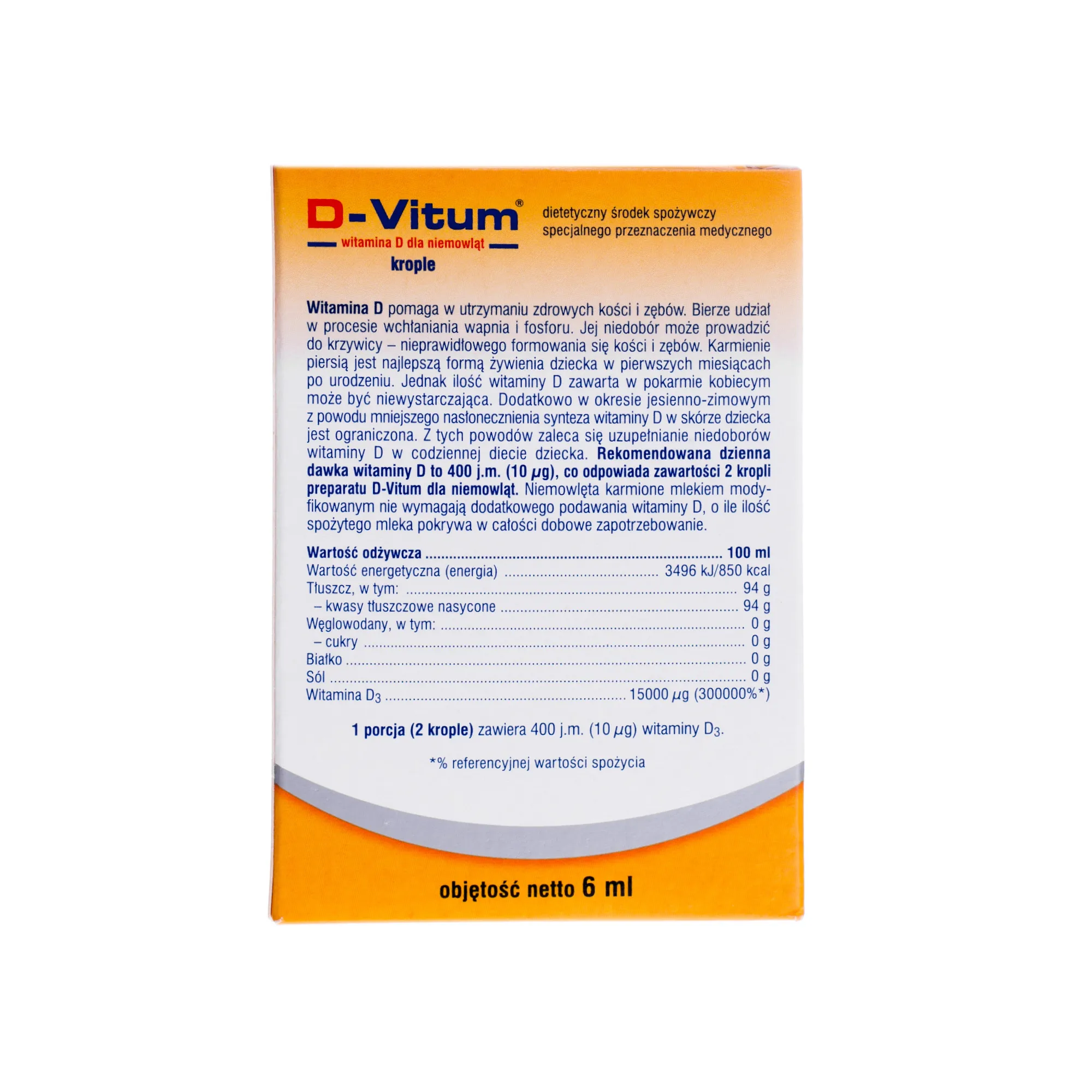 D-Vitum, witamina D dla niemowląt, krople, 6 ml 
