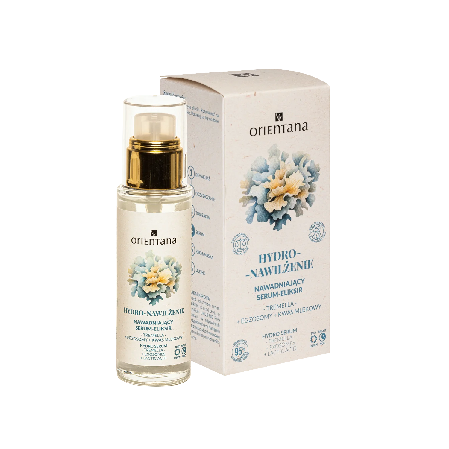 Orientana HYDRO-NAWILŻENIE Tremella Egzosomy Kwas Mlekowy nawadniający serum-eliksir, 30 ml