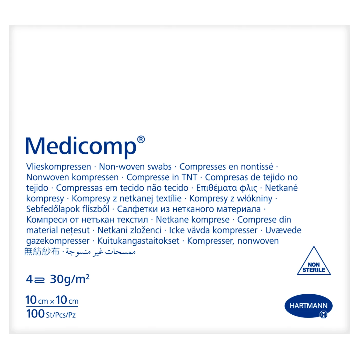 Medicomp Kompresy niejałowe 10x10 cm, 100 sztuk