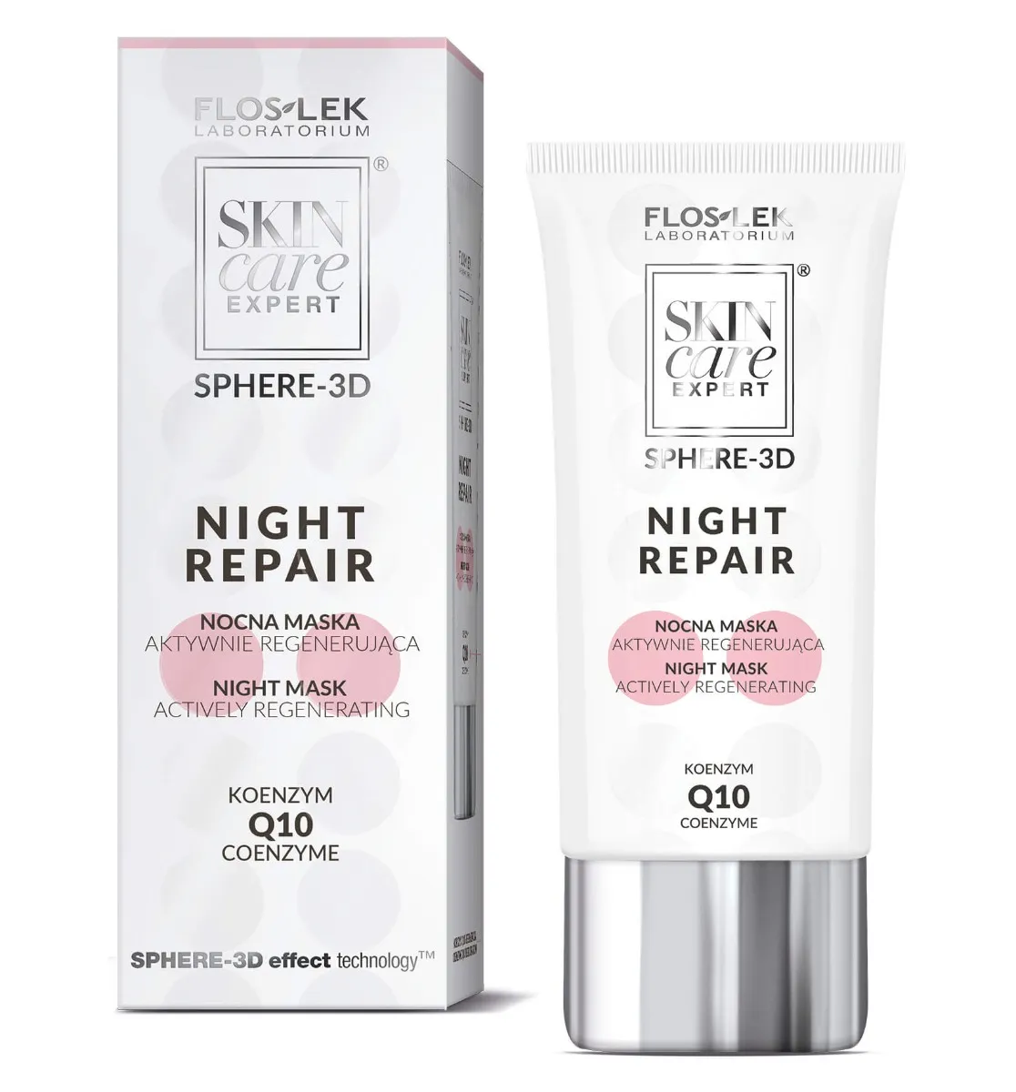 Flos-Lek Skin Care Expert Sphere 3D, Night Repair, nocna maska aktywnie regenerująca z koenzymem Q10, 50 ml