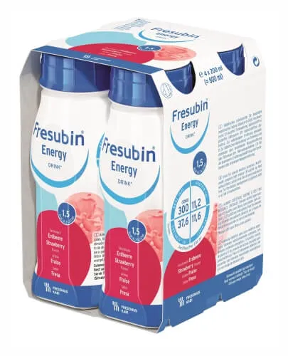 Fresubin Energy Drink, płyn odżywczy o smaku truskawkowym, 4 x 200 ml