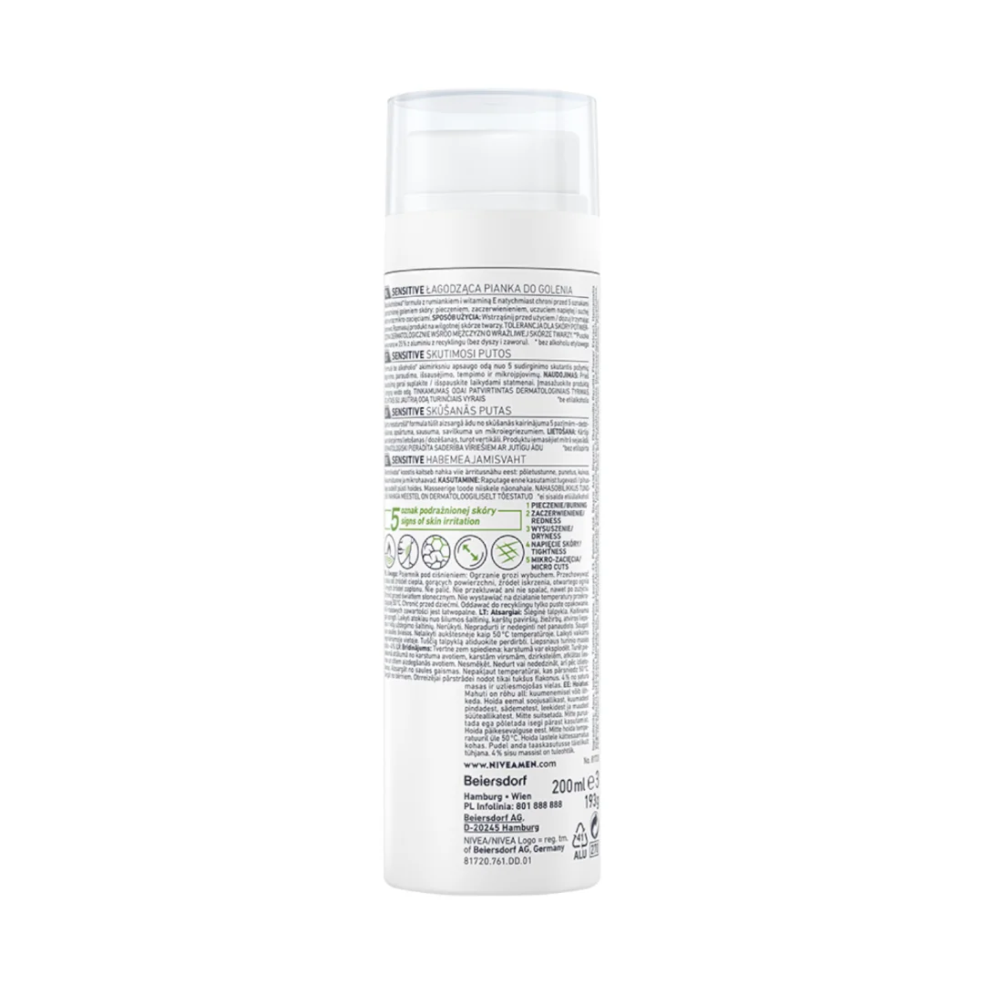Nivea Men Sensitive łagodząca pianka do golenia, 200 ml