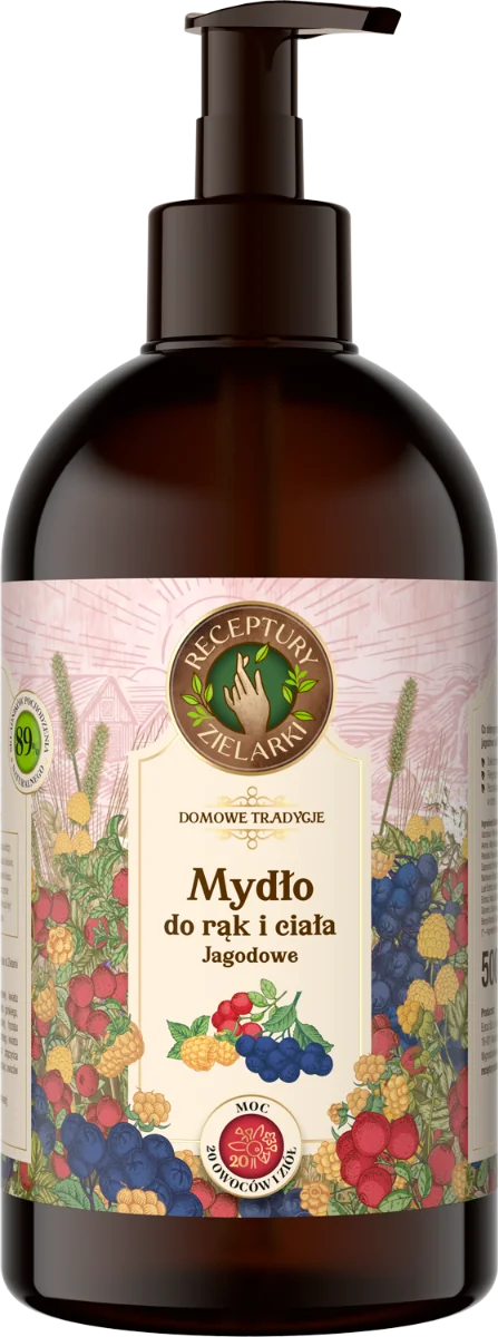 Receptury Zielarki Domowe Tradycje jagodowe mydło do rąk i ciała, 500 ml