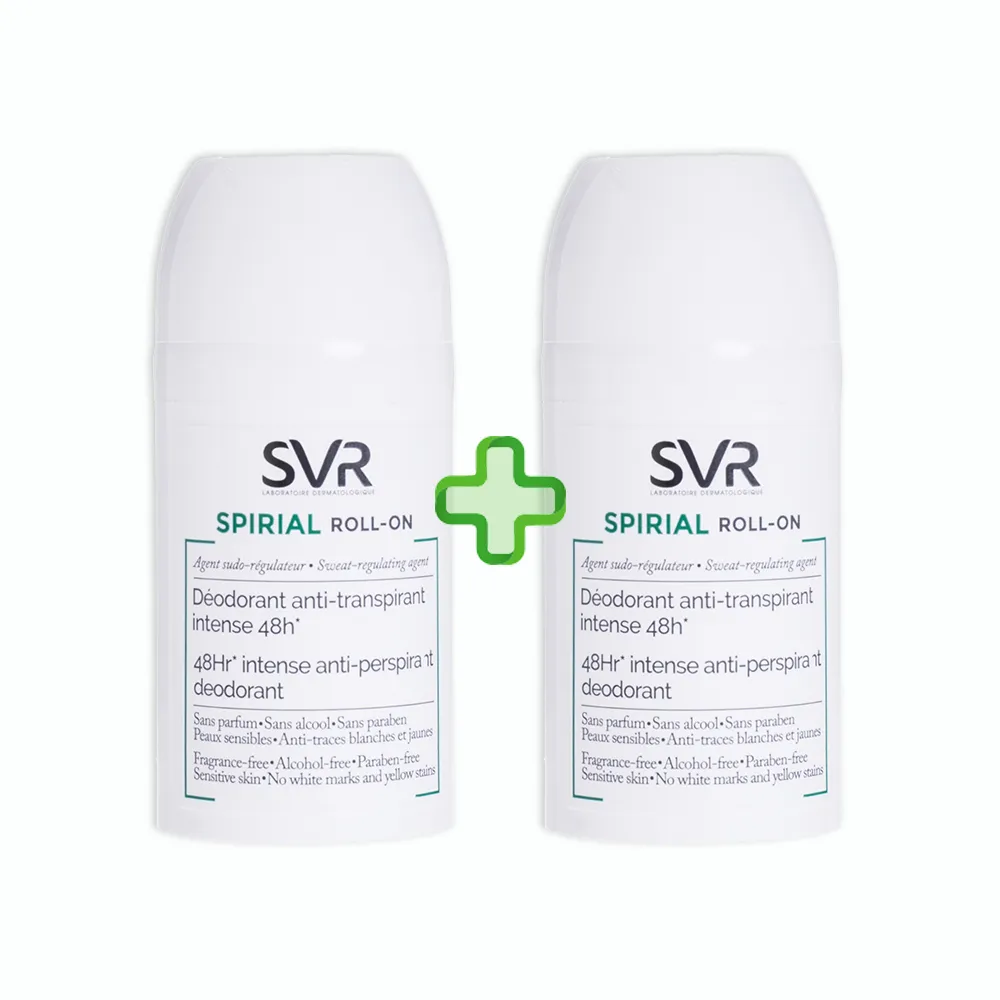 SVR Spirial Duo, Dezodorant antyperspiracyjny w kulce, 50 ml + 50 ml