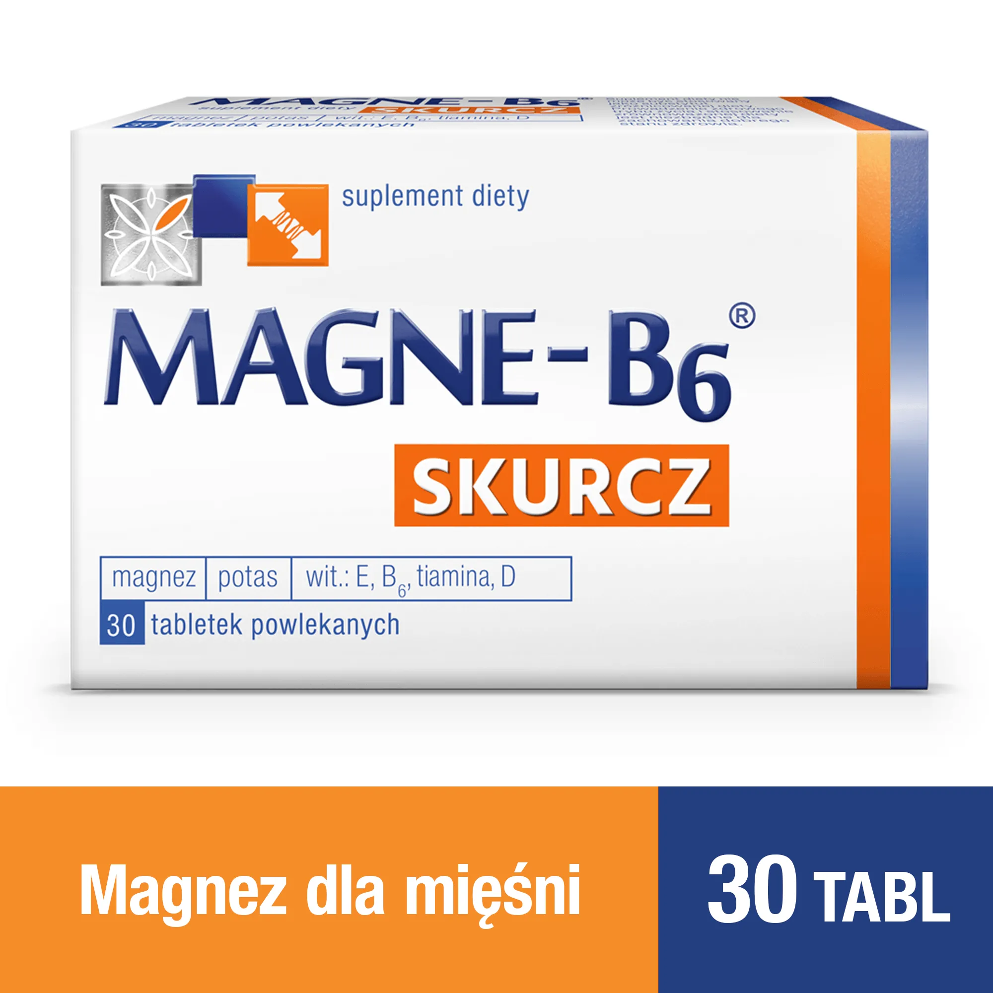 Magne-B6 Skurcz - 30 tabletek stosowanych w celu uzupełnienia diety o składniki preparatu 